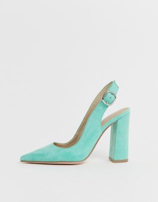 pastel blue block heels