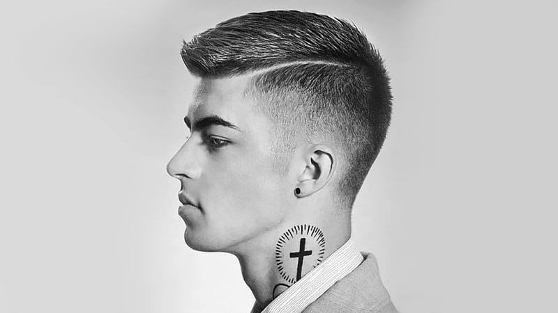 faux hawk fade with line