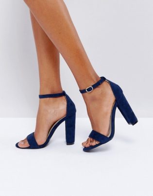 blue strappy block heels