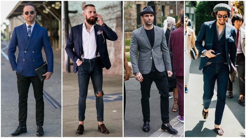 formal attire with jeans