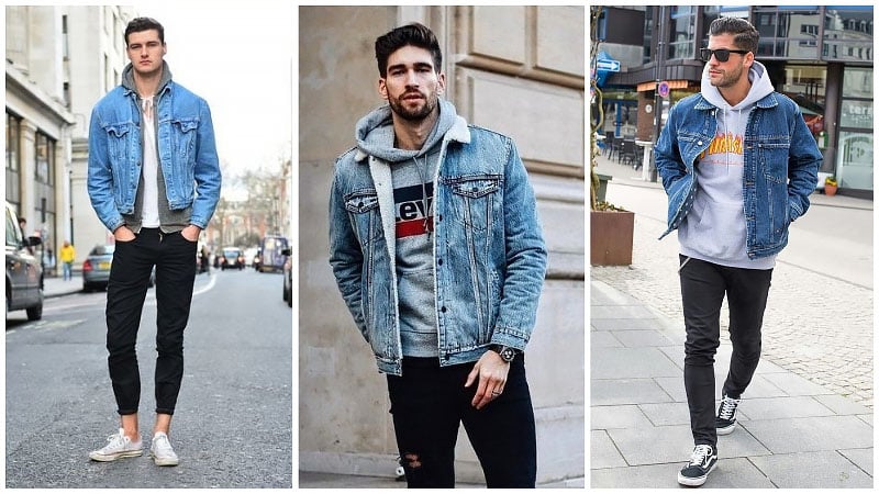 jean shirt with hoodie