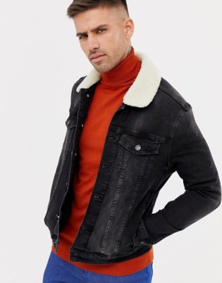 denim jacket with red shirt