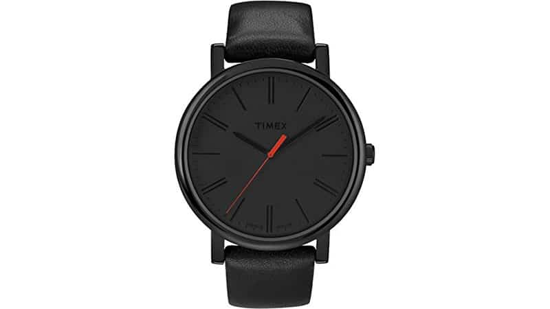 black leather strap watch for men