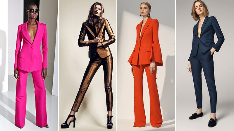 red formal pants suits