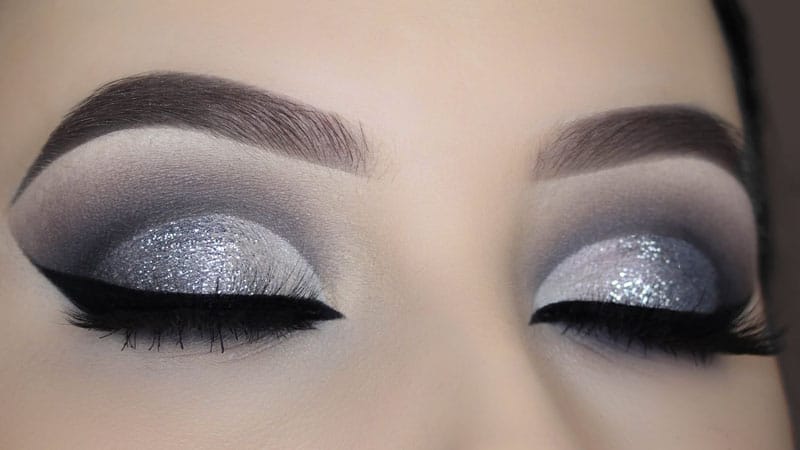 grey sparkly eyeshadow