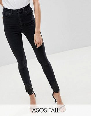 womens black leather look jeans