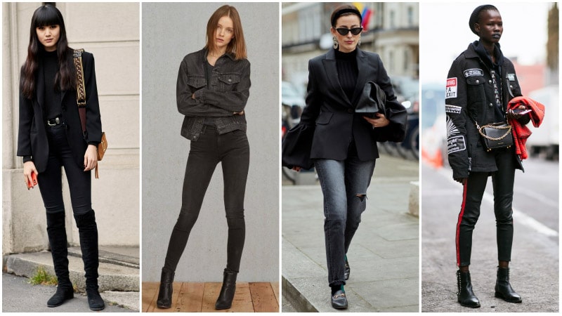 womens black jean outfits