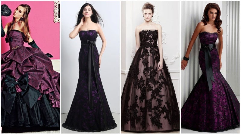 purple black wedding dress