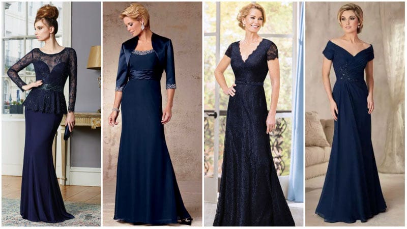 navy and white mother of the bride dress
