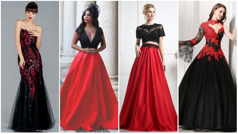 black and red dresses for weddings