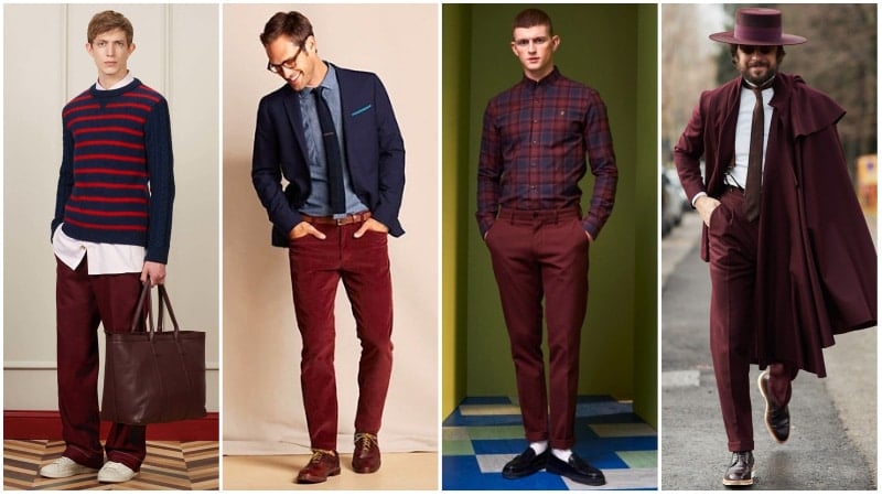 Burgundy Pants with Leather Shoes Casual Outfits For Men In Their 20s (21  ideas & outfits) | Lookastic