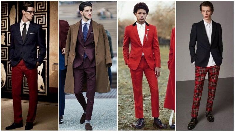 Mens red dress pants, classic fit tuxedo pant