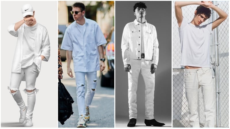all white casual men's outfit