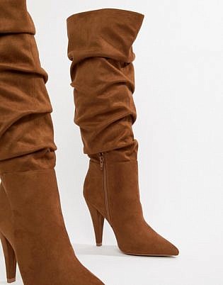 high heel knee length boots