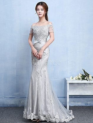 blue and silver wedding dress