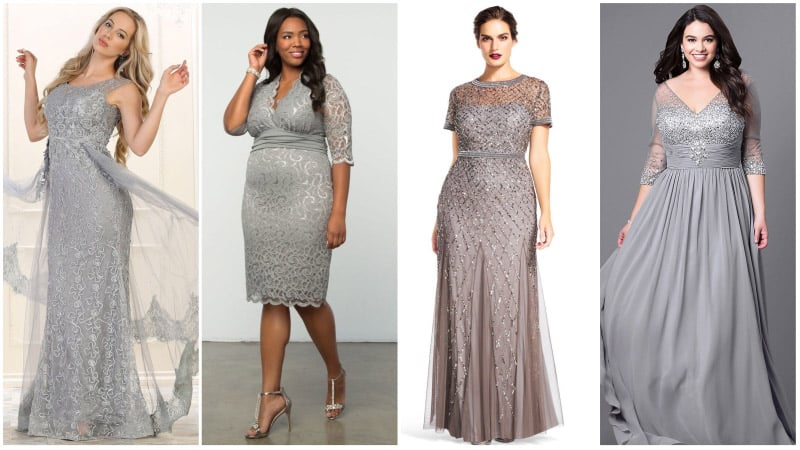 white and silver plus size dress