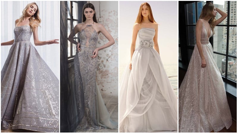 cheap silver dresses for weddings