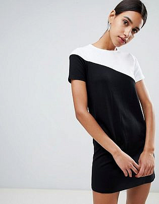 Asos Design Mono Colour Block T Shirt Dress