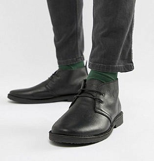 clarks originals desert boot black smooth leather