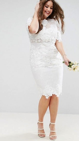 casual white plus size wedding dress 