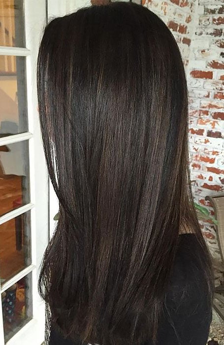 brown highlights on black hair