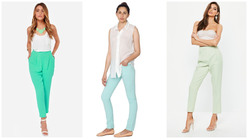 LOVING SPRING MINT  Mint green outfits, Mint green pants outfit, Mint pants