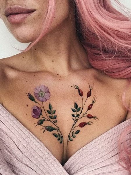 300 Beautiful Chest Tattoos For Women 2023 Girly Designs  Piece