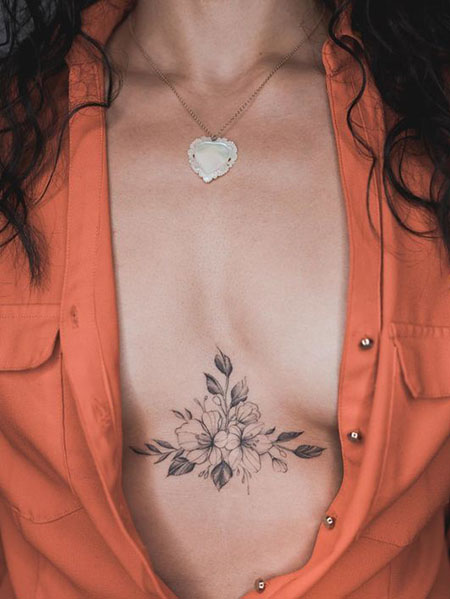 Flower chest tattoo  Chest tattoos for women Cool chest tattoos Full  sleeve tattoos