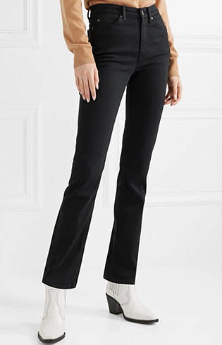 high waisted black straight jeans