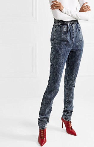 high waisted washed jeans