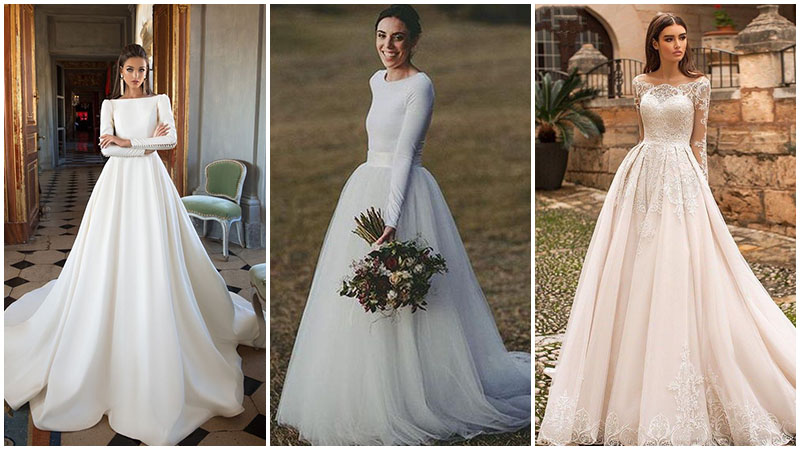 silk wedding dresses long sleeve