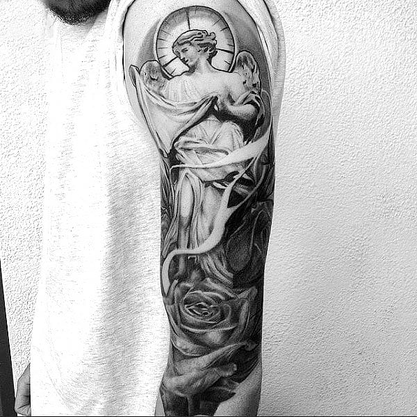 Religious sleeve tattoo design by tattoosuzette on DeviantArt