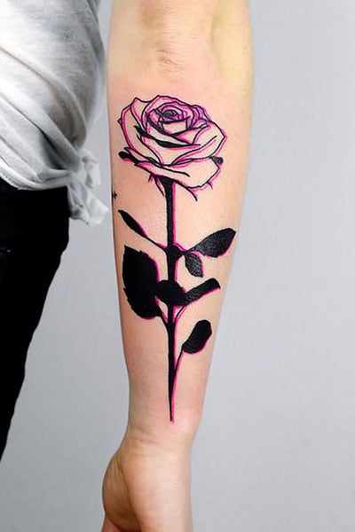 Realistic purple rose tattoo on the left side of the  Rose tattoos for  women Purple rose tattoos Rose tattoo cover up