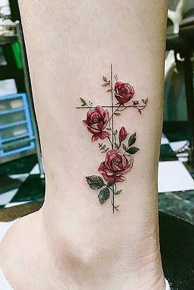 Buy Rose Cross Flower Temporary Tattoo  Small Floral Religious Online in  India  Etsy