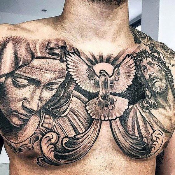 tattoos for men on chest religious