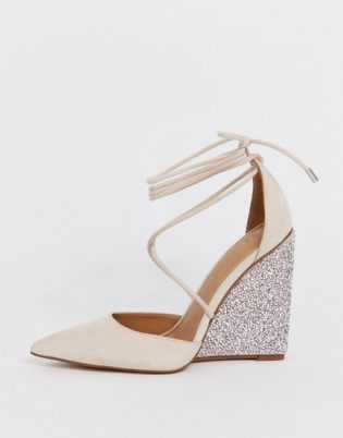 Asos Design Porter Hochhackige Wedges In Beige