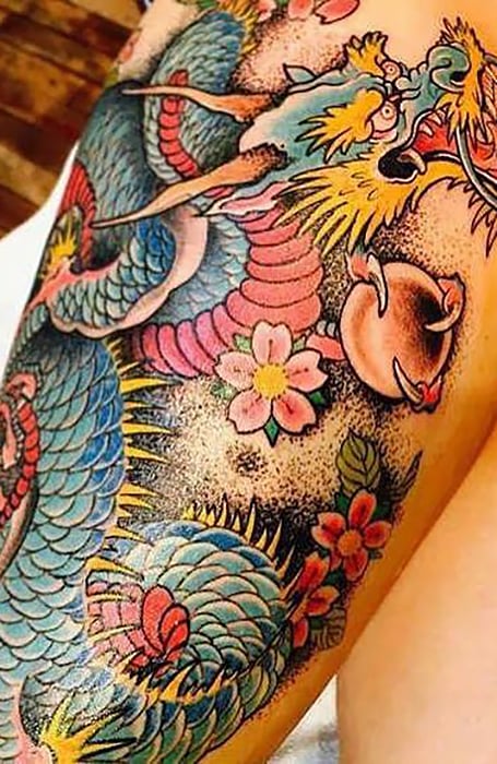Thigh is perfect fit for amazing dragon tattoo