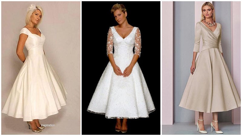 tea length wedding dresses for older brides