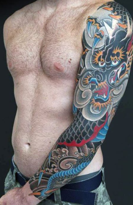 100 Dragon Sleeve Tattoo Designs For Men  Fire Breathing Ink Ideas