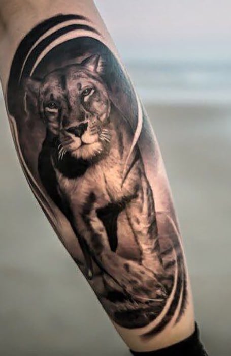 colorful feminine lion tattoos