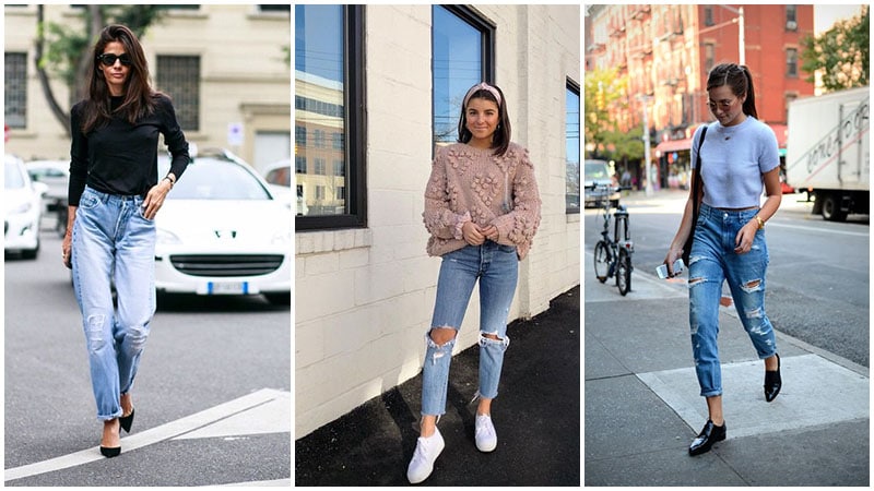 best tops to wear with mom jeans