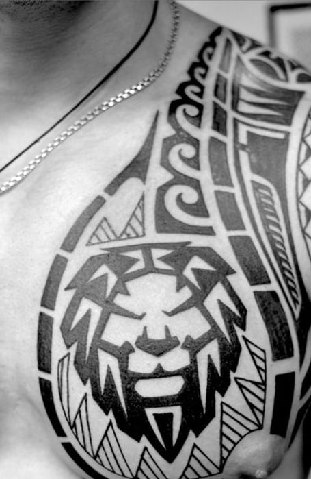 leo tribal tattoos chest