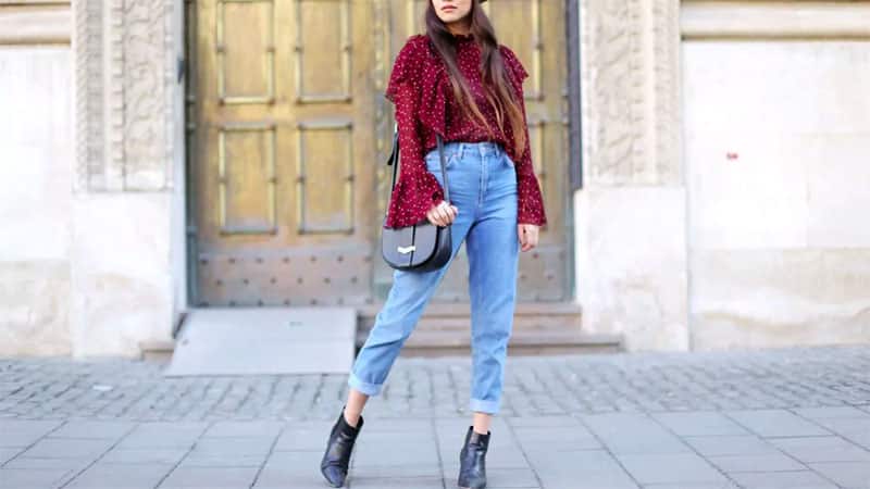 mom jeans and ankle boots