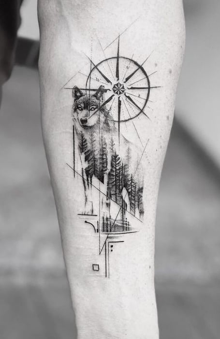 forearm lone wolf tattoo