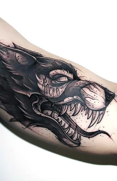 Forearm Neo Traditional Wolf Tattoo  TATTOOGOTO