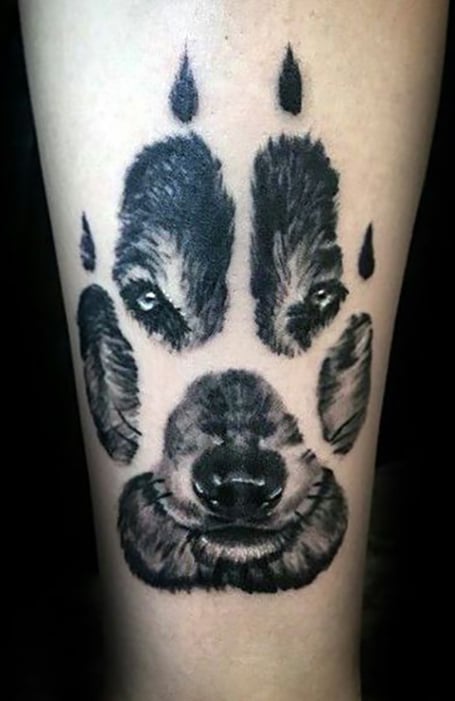 wolf paw tattoo tribal