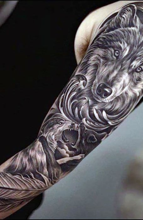 3rd eye wolf with skulls   Tattoos by TioLu 