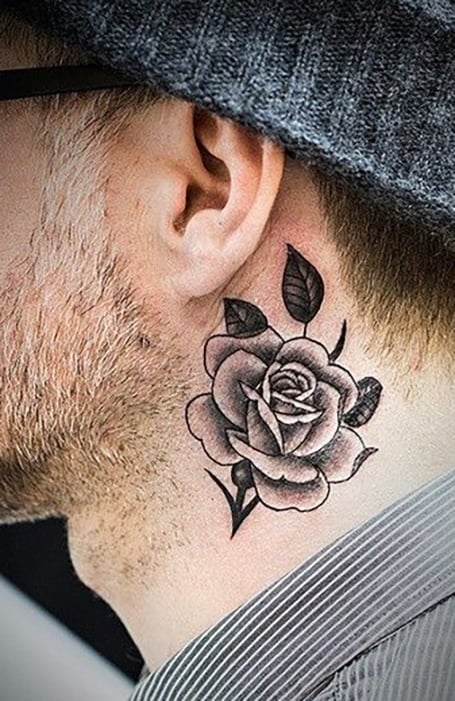 Mens Hairstyles Now  Rose neck tattoo Neck tattoo for guys Beautiful  tattoos