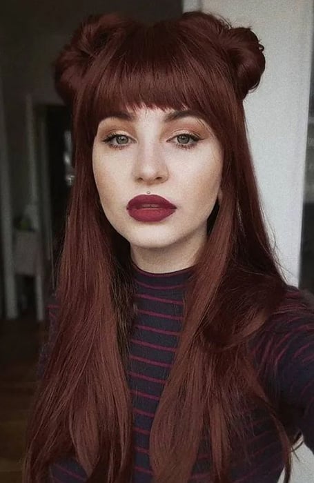 brown and dark red hair