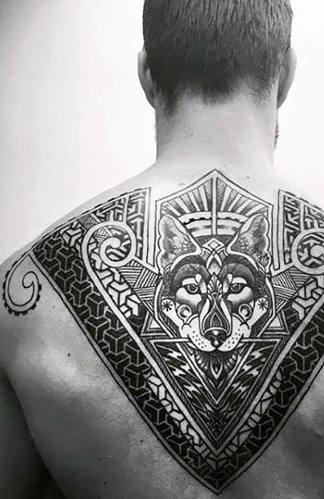 back shoulder blade tattoos for men